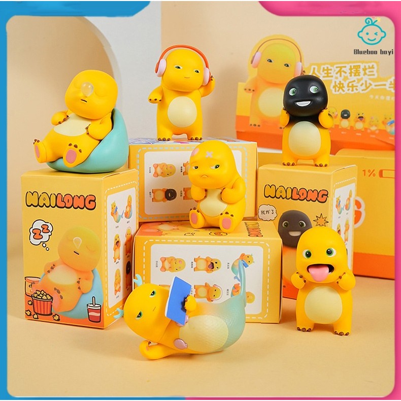 GANTUNGAN Original Blueboo Blind Box Nailong / Doll Nailong Figure / Original Yellow Dino Nailong De