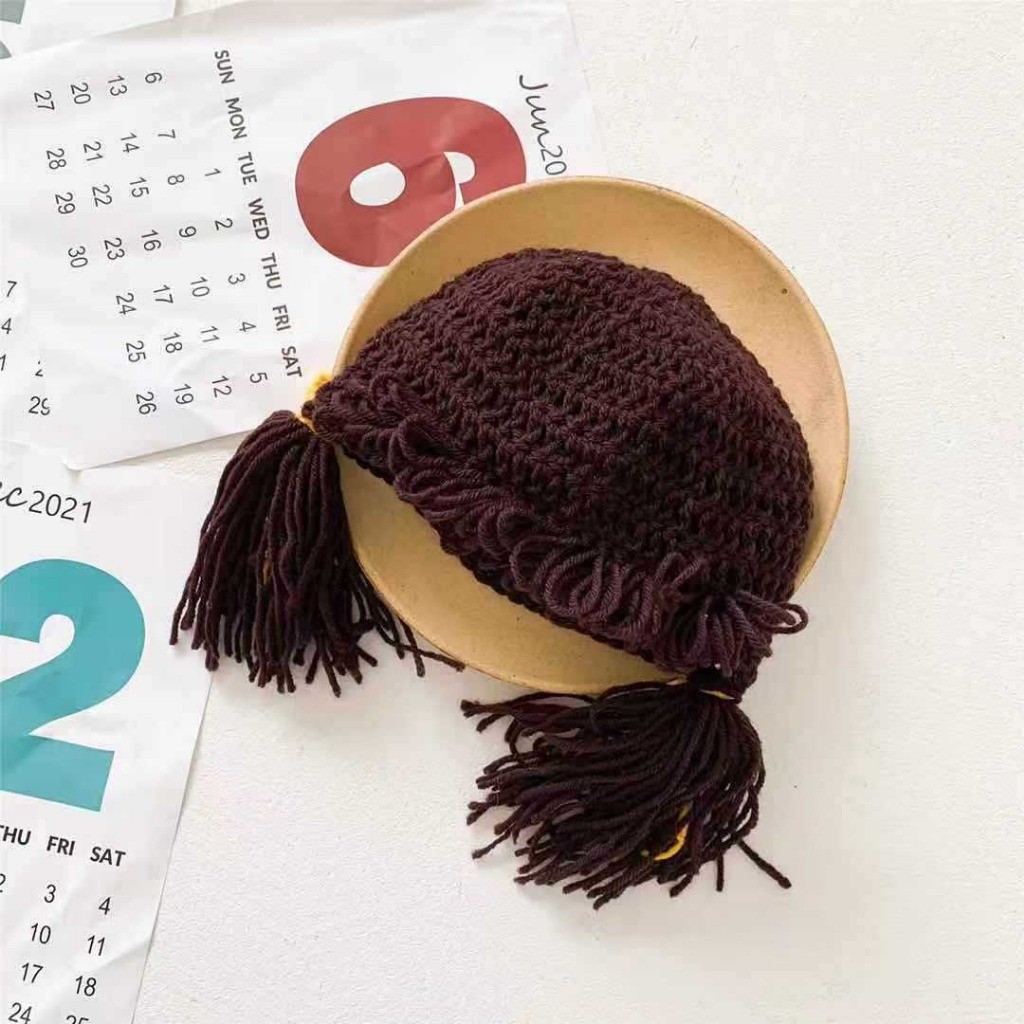 ฤดูใบไม้ผลิฤดูใบไม้ร่วงสาวเด็กน่ารักถักเปียวิกผมหมวกเด็กสาวแฮนด์เมดหมวกขนสัตว์ทารกแรกเกิดสไตล์หมวก - รูปที่ 2