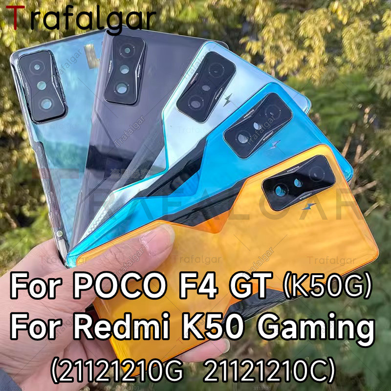 ฝาหลังแบตเตอรี่แก้วสําหรับ Xiaomi Redmi K50 Gaming K50G POCO F4 GT เปลี่ยนฝาครอบแบตเตอรี่ + สติกเกอร์ 21121210จีจี 21121210ซี