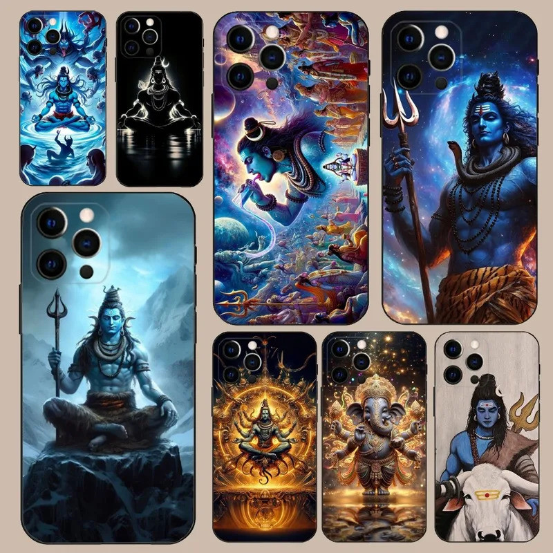 TK-1 พระศิวะฮินดูพระเจ้าพระพุทธรูปสําหรับiPhone 16, 17,15,14,13,12,11,Pro,X,XS,Max,XR,Plus,Mini Soft Black Cover kz0