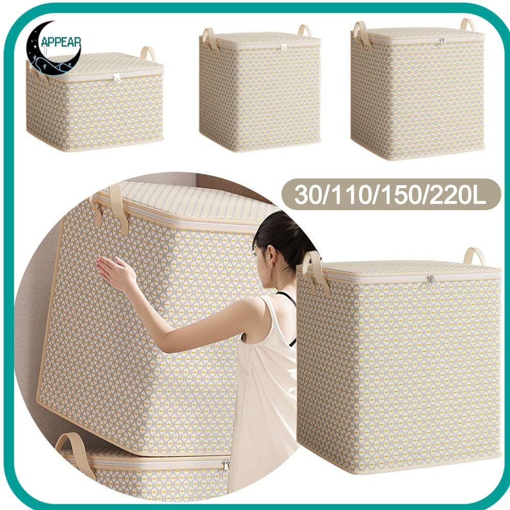 Appear ถังเก็บเสื้อผ้า,พร้อมที่จับถุงเก็บผ้านวมพับได้,เสื้อผ้าOrganizerขนาดใหญ่ความจุฝุ่นMoving Storageกระเป๋าผ้านวมสําหรับHome