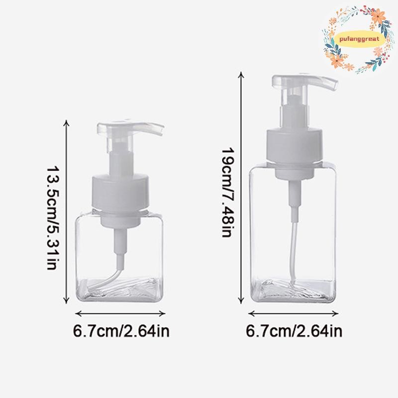 Pufanggreat 250/450ml โฟมขนาดใหญ่ขวดปั๊มพลาสติก Mini สบู่เปล่าขวดรีฟิลสําหรับขวดแชมพูสําหรับเดินทาง TH