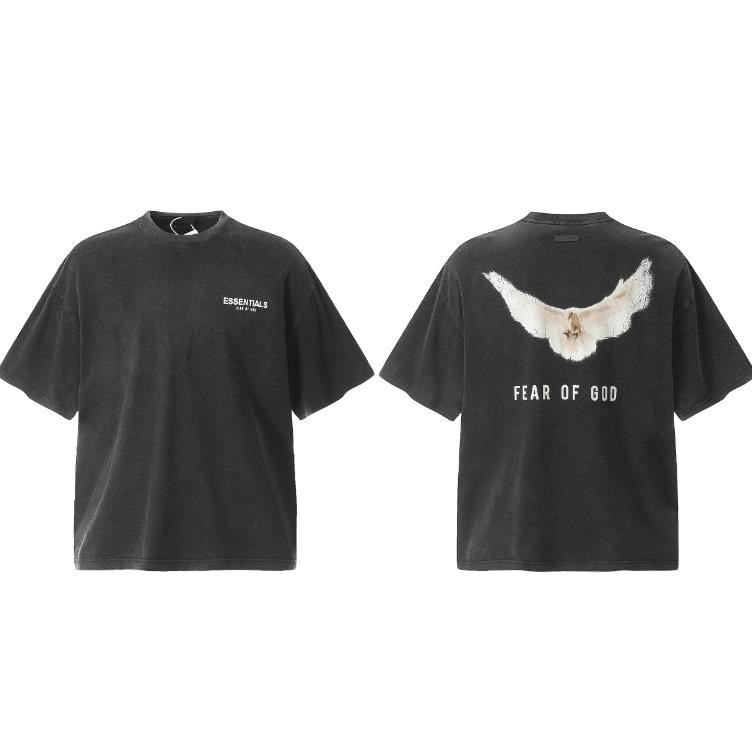 เสื้อยืดแขนสั้น แขนห้าส่วน พิมพ์ลายนกพิราบ สไตล์เรโทร