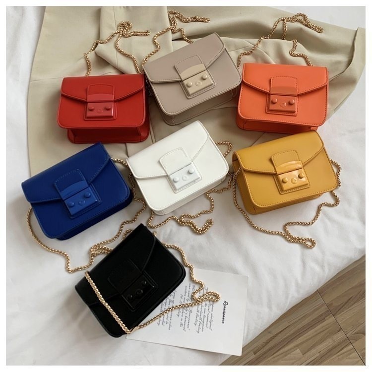 (HB-876) กระเป๋าแฟชั่น มินิมอล สายโซ่ หนังนิ่ม