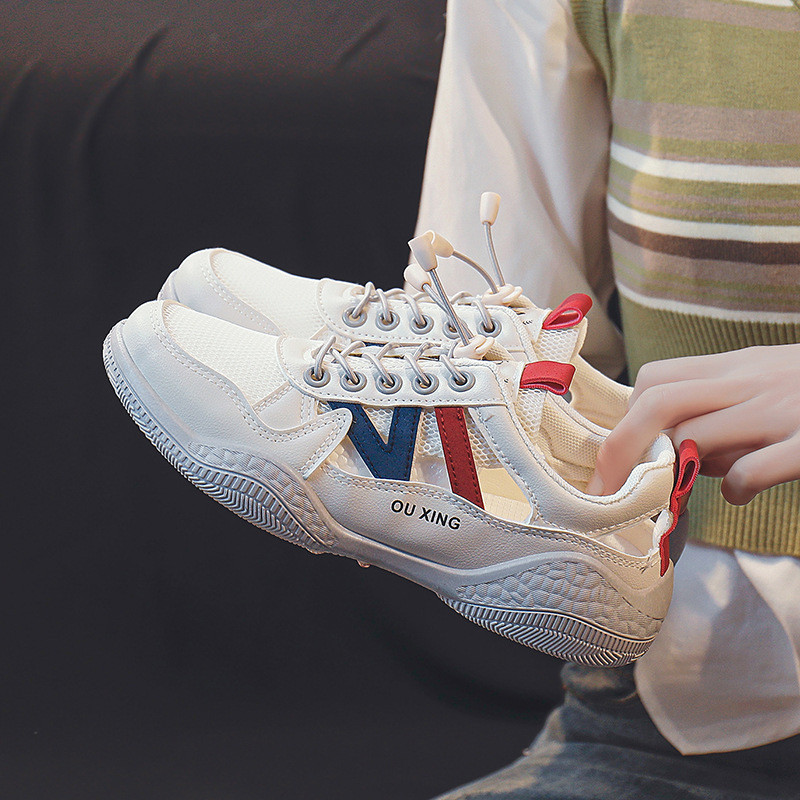 Ins สไตล์เกาหลีรุ่น Low-Top สุภาพสตรีรองเท้าผ้าใบลําลองตาข่าย
