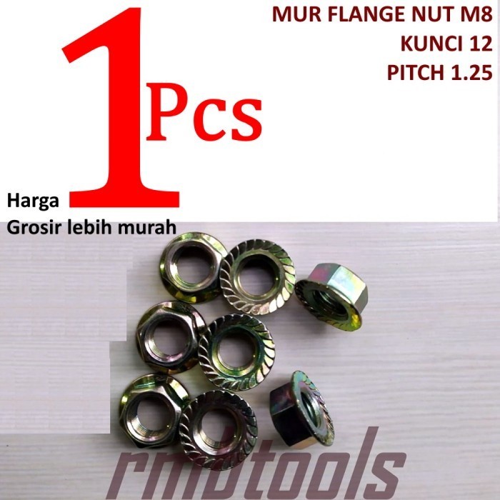 FLANGE NUT M8 สีเหลืองคีย์ 13 PITCH 1.25