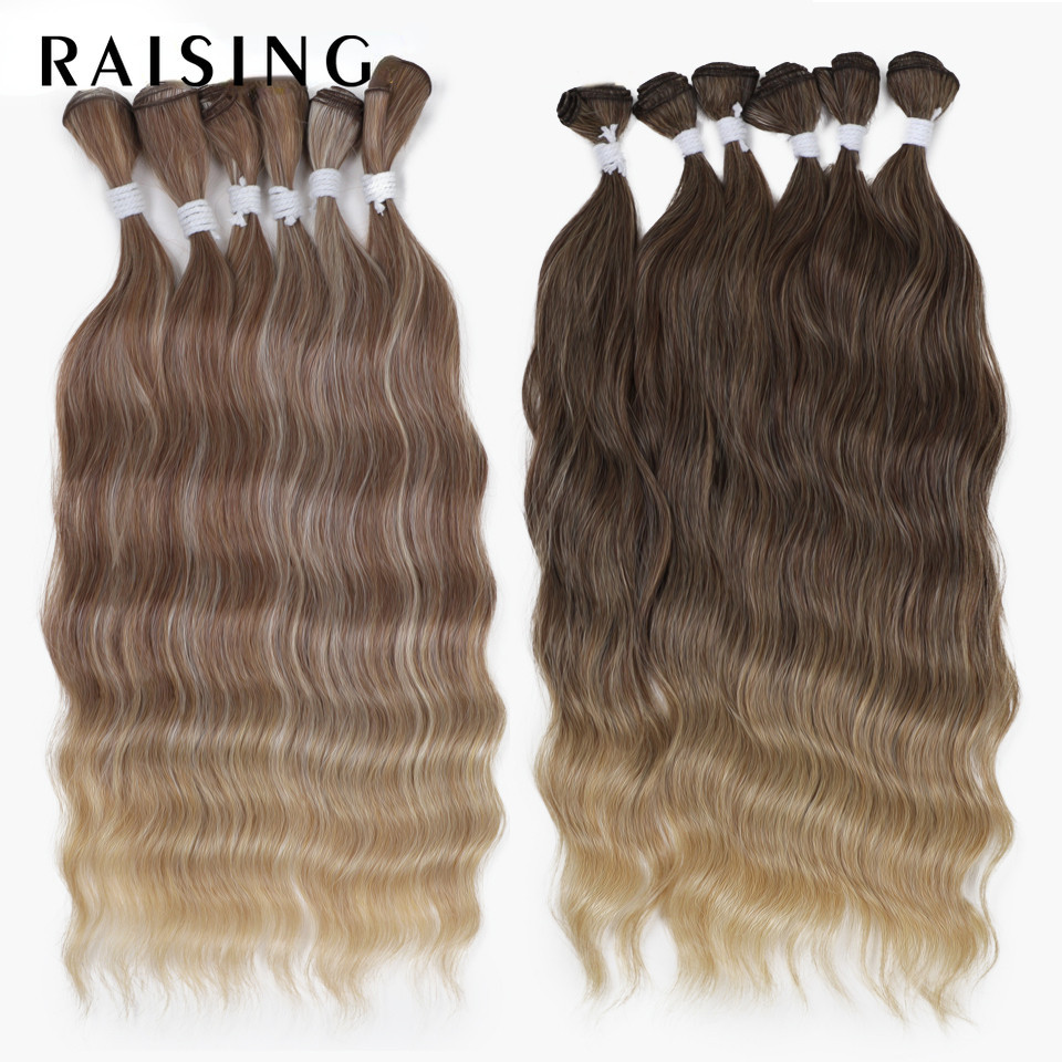 Raising ยางมัดผมสังเคราะห์ สีน้ําตาลบลอนด์ 20 นิ้ว 6 ชิ้น ต่อแพ็ค