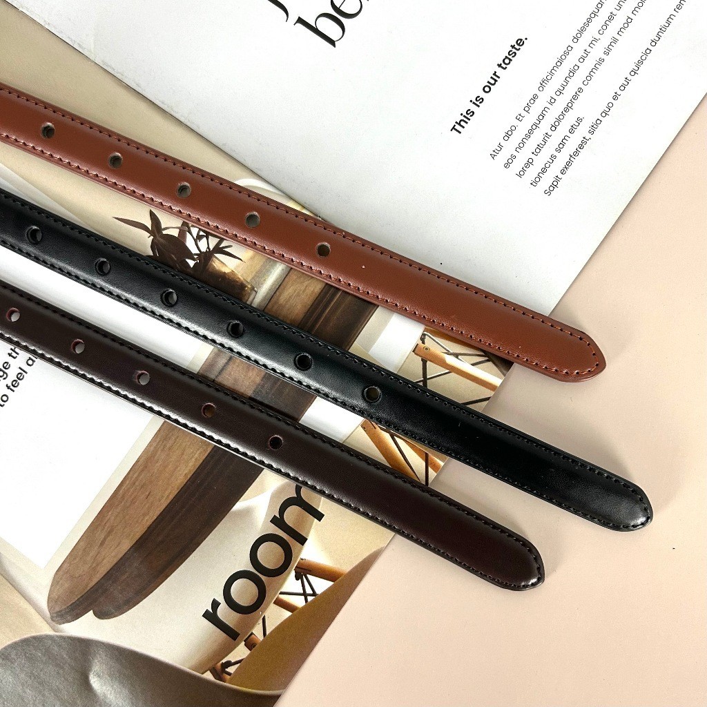 🔥หนังแท้🔥❤️แบรนด์LULU❤️ RL-519 เข็มขัดหนังแท้  หัวเข็มขัดเงิน หุ้มหนังทั้งเส้น - รูปที่ 4