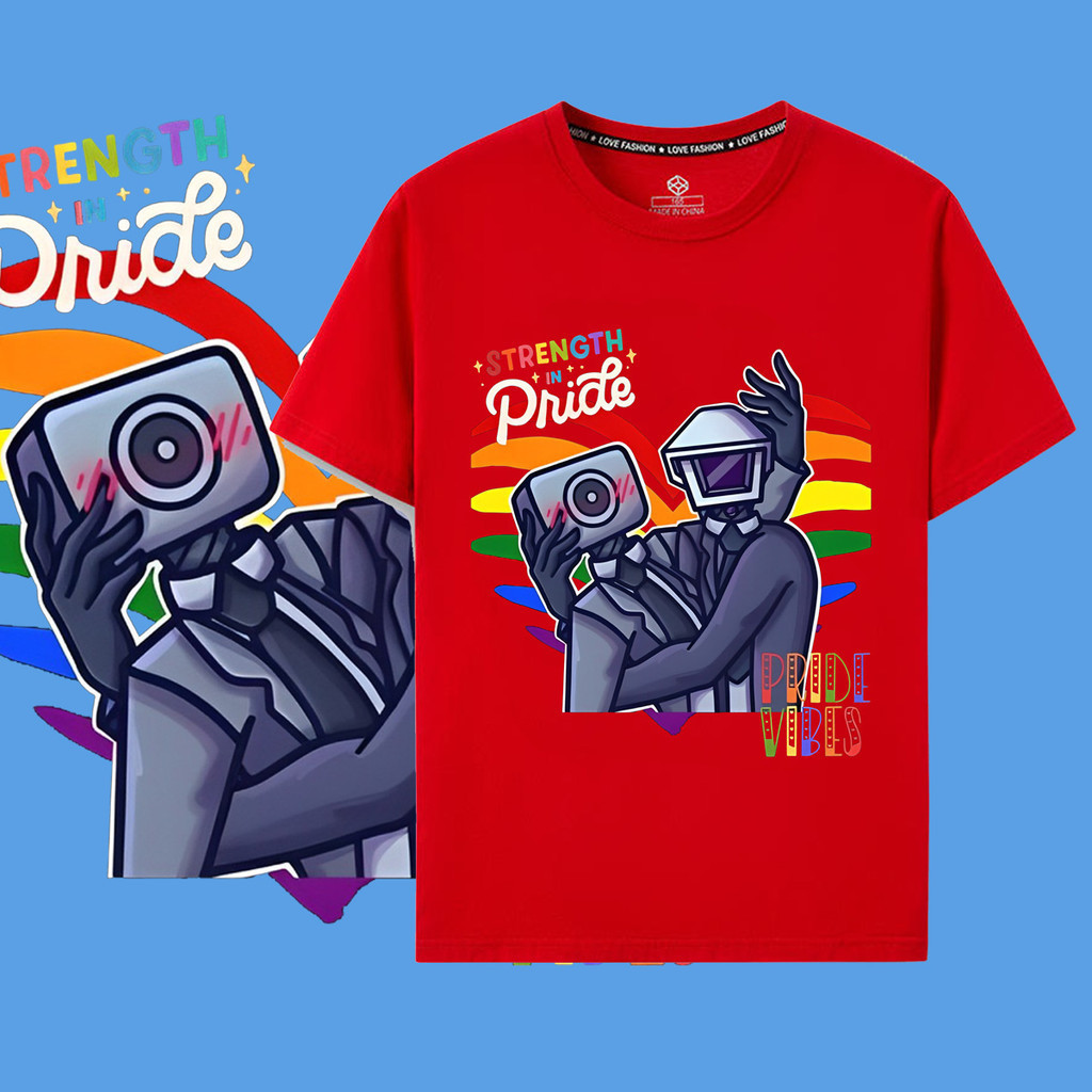 【ใหม่】T-Shirt S.8 ความแข็งแกร่งในความภาคภูมิใจกับ Titan Speakerman และ Titan Cameraman, LGBTQ, Titan