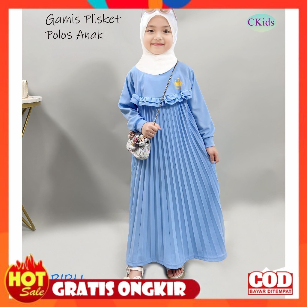 ผ้าเสริมนุ่มหนา / CKids Plain Plisset Gamis สําหรับเด็กมุสลิม