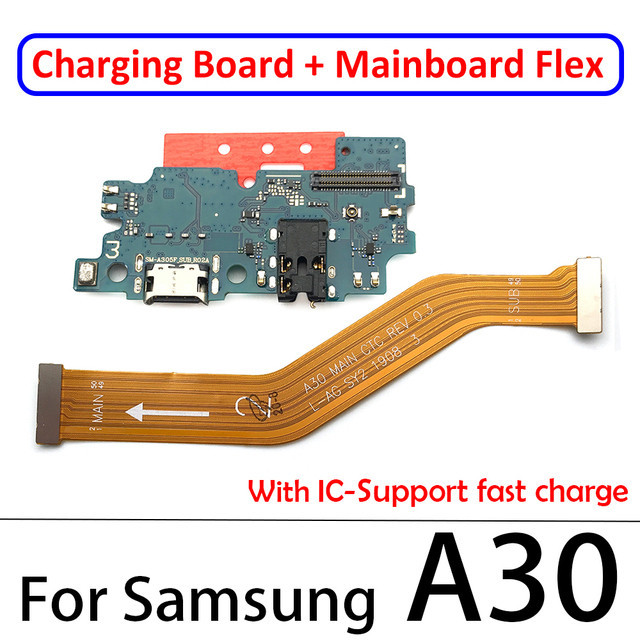 บอร์ดแท่นชาร์จ USB พร้อมตัวเชื่อมต่อ IC สายเคเบิลอ่อน สําหรับ Samsung Galaxy A30 A305F