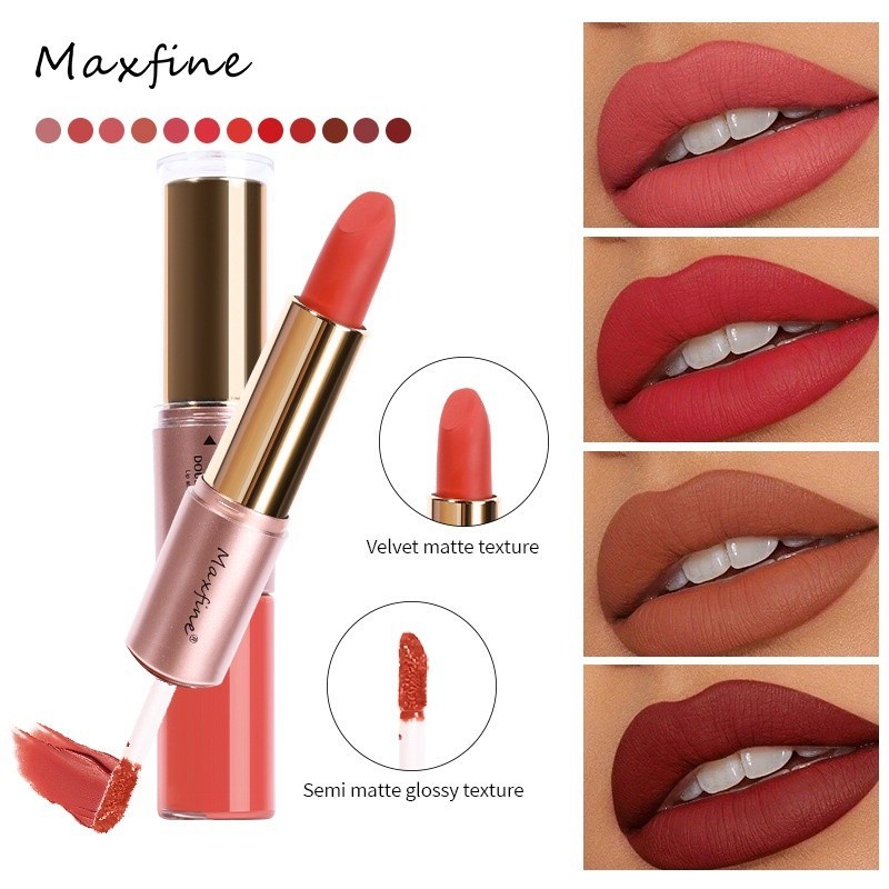 [Daily Optimization]Spot# Makeup Maxfine 2-in-1 Lipstick Kit Custom Nonstick Cup Matte No Logo12cc1206Fang