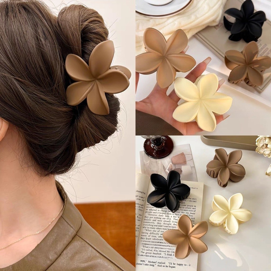 สไตล์เกาหลี Frosted Frangipani Hairpin แฟชั่นสุภาพสตรี Gripper