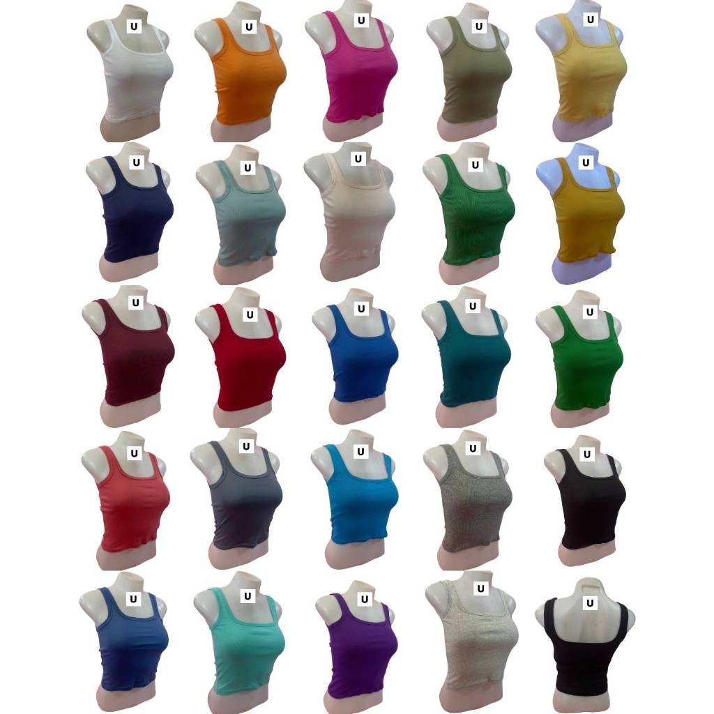 เสื้อกล้ามคอยู เอวลอย (ผ้าคอตตอน) เสื้อกล้ามครอป ทรงสวย