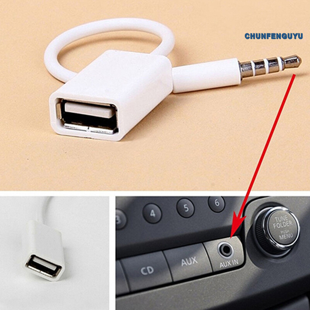 [CFGY] สายเคเบิลแปลงเสียง MP3 3.5 มม. ตัวผู้ AUX เป็น USB 2.0 ตัวเมีย สําหรับรถยนต์