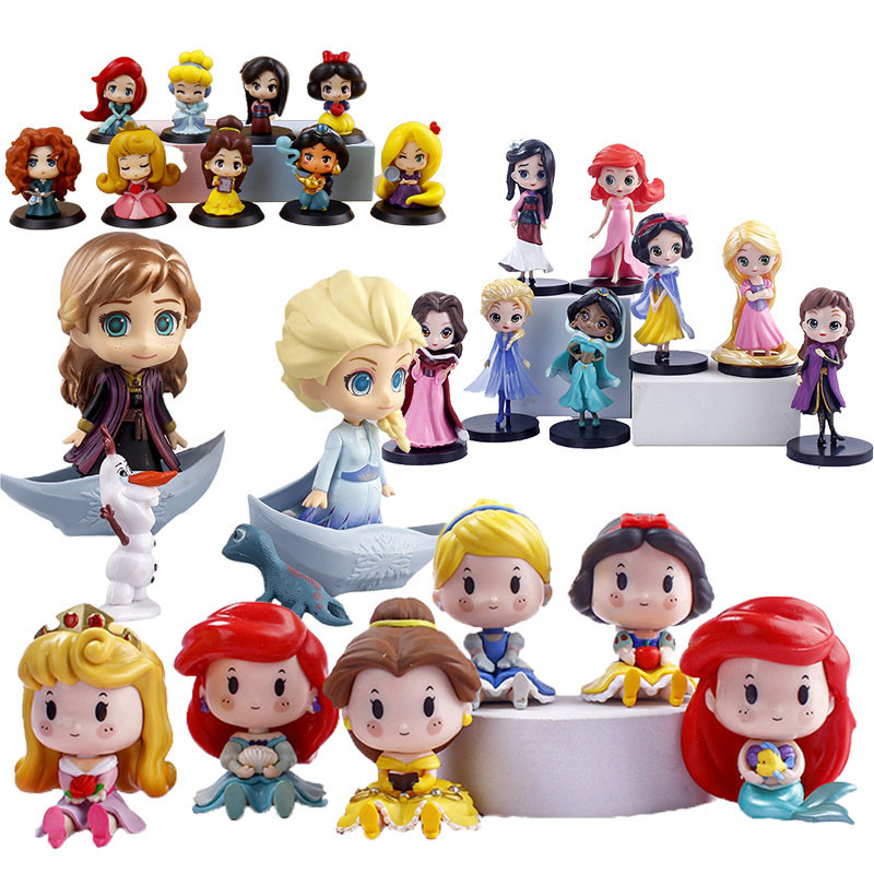 โมเดลฟิกเกอร์เจ้าหญิงดิสนีย์ Ariel Alice Snow White Cinderella Belle 4 6 8 9 ชิ้น ต่อชุด