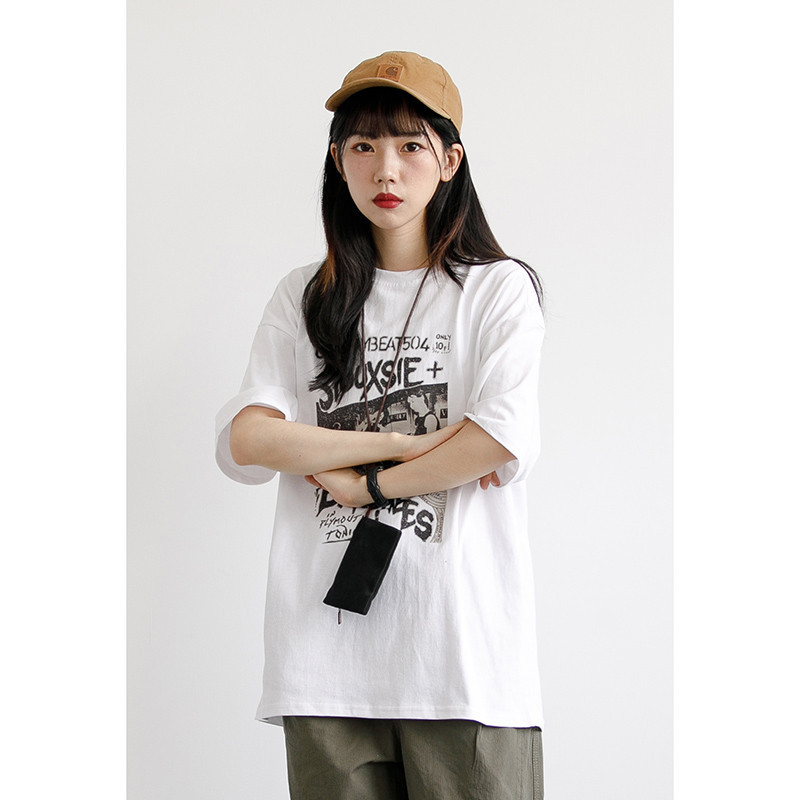 เสื้อยืดแขนสั้นสาวอวบ oversize เสื้อผ้าแฟชั่นเกาหลี เสื้อโอเวอร์ไซส์ผู้หญิง คนอ้วนลาย ฮิปฮอปสตรีท ราคาถูก ฤดูร้อนใหม่