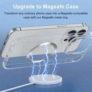 Ankndo 5pcs สติกเกอร์แหวนโลหะ แม่เหล็กไร้สาย เข้าได้กับ iP 15 14 13 Magsafe