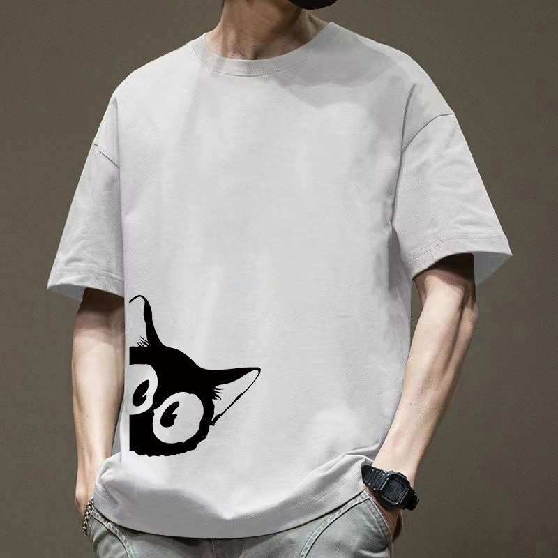 เสื้อยืดคอกลม แขนสั้น สีเหลือง สไตล์เกาหลี เหมาะกับฤดูร้อน สําหรับผู้ชาย