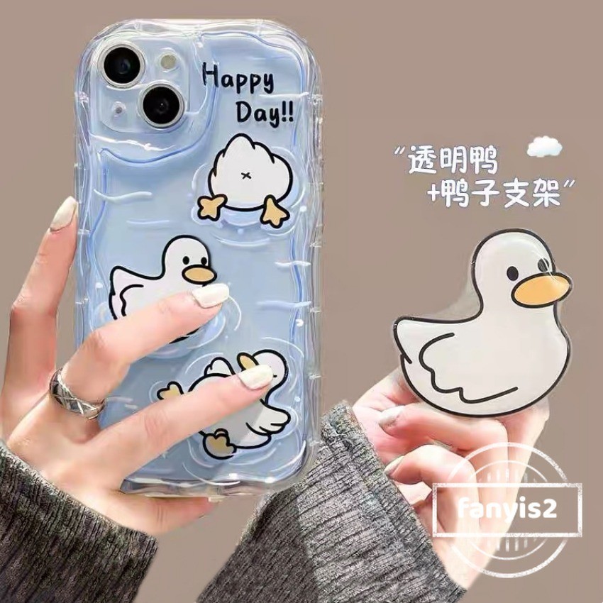 เคสป้องกันโทรศัพท์มือถือ แบบนิ่ม ลายการ์ตูนเป็ดว่ายน้ํา สําหรับ Samsung S24 S23 S22 S21 Ultra S21 S22 S23 Plus S21FE S23FE