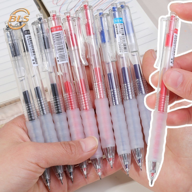 ปากกาลูกลื่น แบบกด 0.5 มม. สีดํา อุปกรณ์เครื่องเขียน สําหรับนักเรียน สํานักงาน สอบ 1 ชิ้น