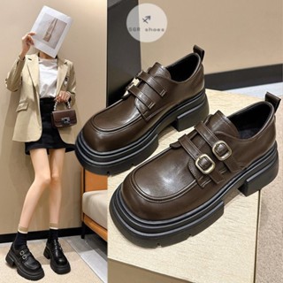 รองเท้าหนังส้นหนาสไตล์เกาหลีสําหรับผู้หญิง รองเท้าหนังแฟชั่น…