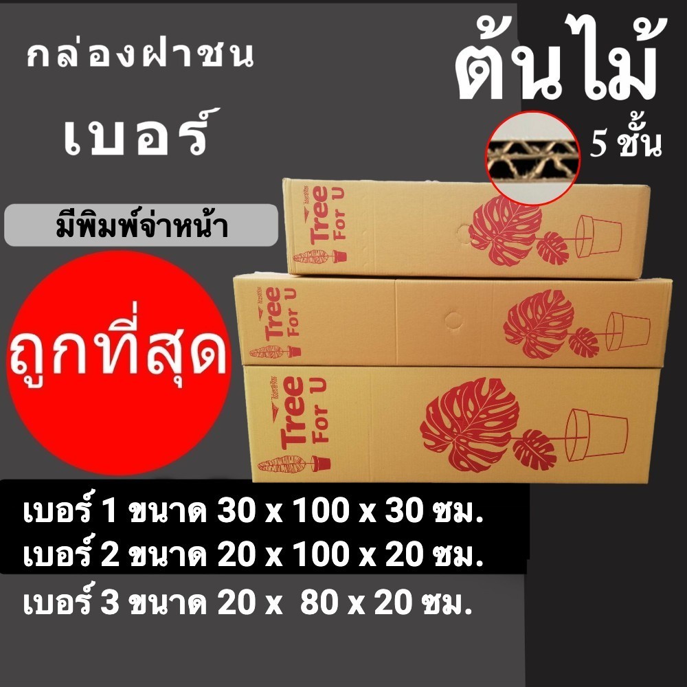 --ร้านpigboxมีเพียบ-- กล่องแข็งใส่ต้นไม้ ลูกฟูกหนา 5 ชั้น ( 1 แพ๊ค 5 ใบ )