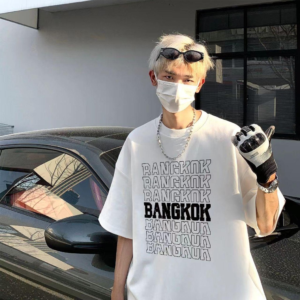 TT1เสื้อ summer เสื้อเชิ้ต ผู้ชาย"BANGKOK2" ผ้าฝ้ายแท้ ผ้าฝ้ายใส่สบาย เสื้อวินเทจ จัดส่งจากประเทศไทยS-4XL