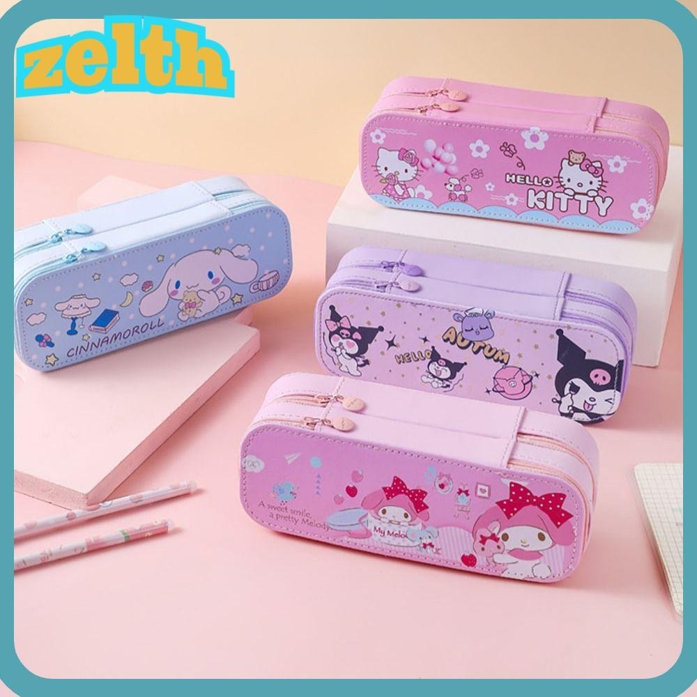 Zelth กระเป๋าเครื่องเขียน กระเป๋าดินสอ 2 ชั้น มีซิป ความจุขนาดใหญ่ แบบพกพา สําหรับนักเรียน