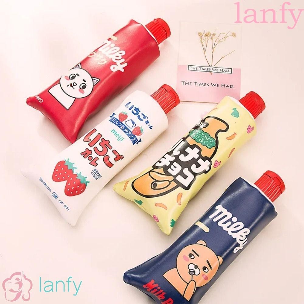 กระเป๋าดินสอ หนัง PU ขนาดใหญ่ จุของได้เยอะ แบบสร้างสรรค์ สําหรับใส่เครื่องเขียน ยาสีฟัน