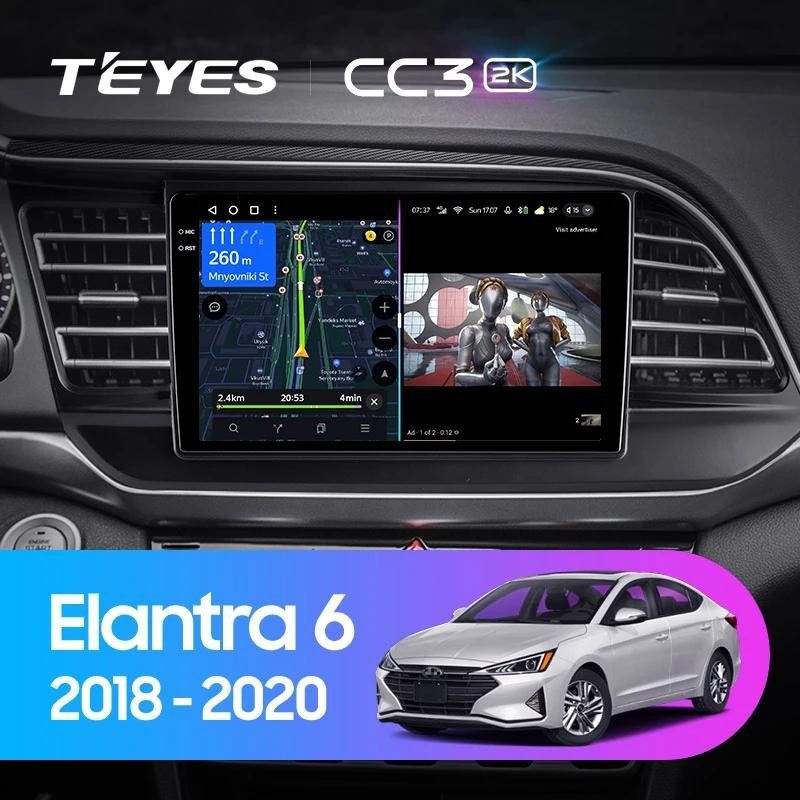 Teyes แผ่น dvd เครื่องเล่นมัลติมีเดีย วิทยุ CC3L CC3 2K สําหรับ Hyundai Elantra 6 2018-2020 GPS Android 10 No 2din 2 din
