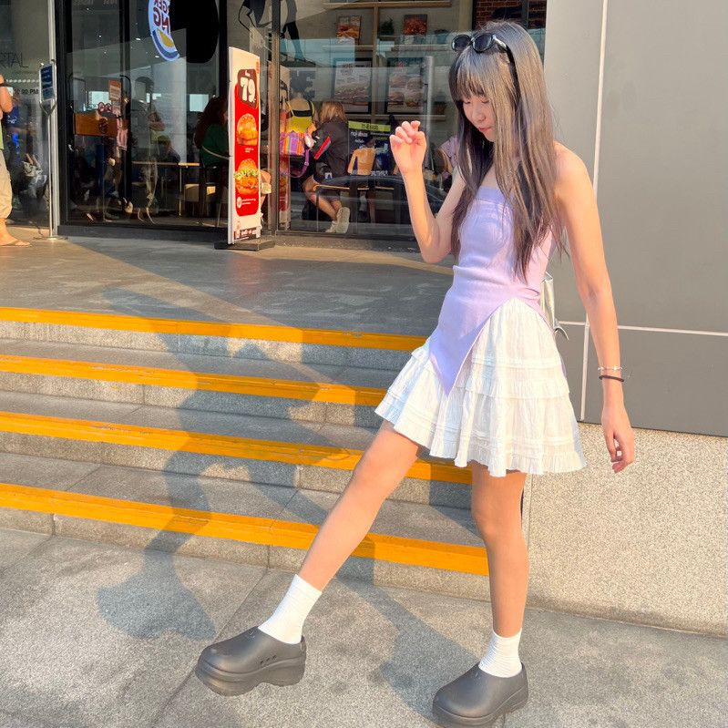 กระโปรงจับจีบ Jolly skirt | กระโปรงสั้น ผ้าลูกไม้ทั้งตัว ลายผ้าสวย นิ่ม มีซับใน