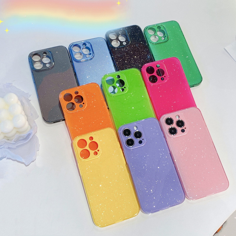 เคสโทรศัพท์มือถือแบบนิ่ม ใส แต่งกลิตเตอร์ สําหรับ iPhone 15 14 13 Pro Max 12 11 8 XR