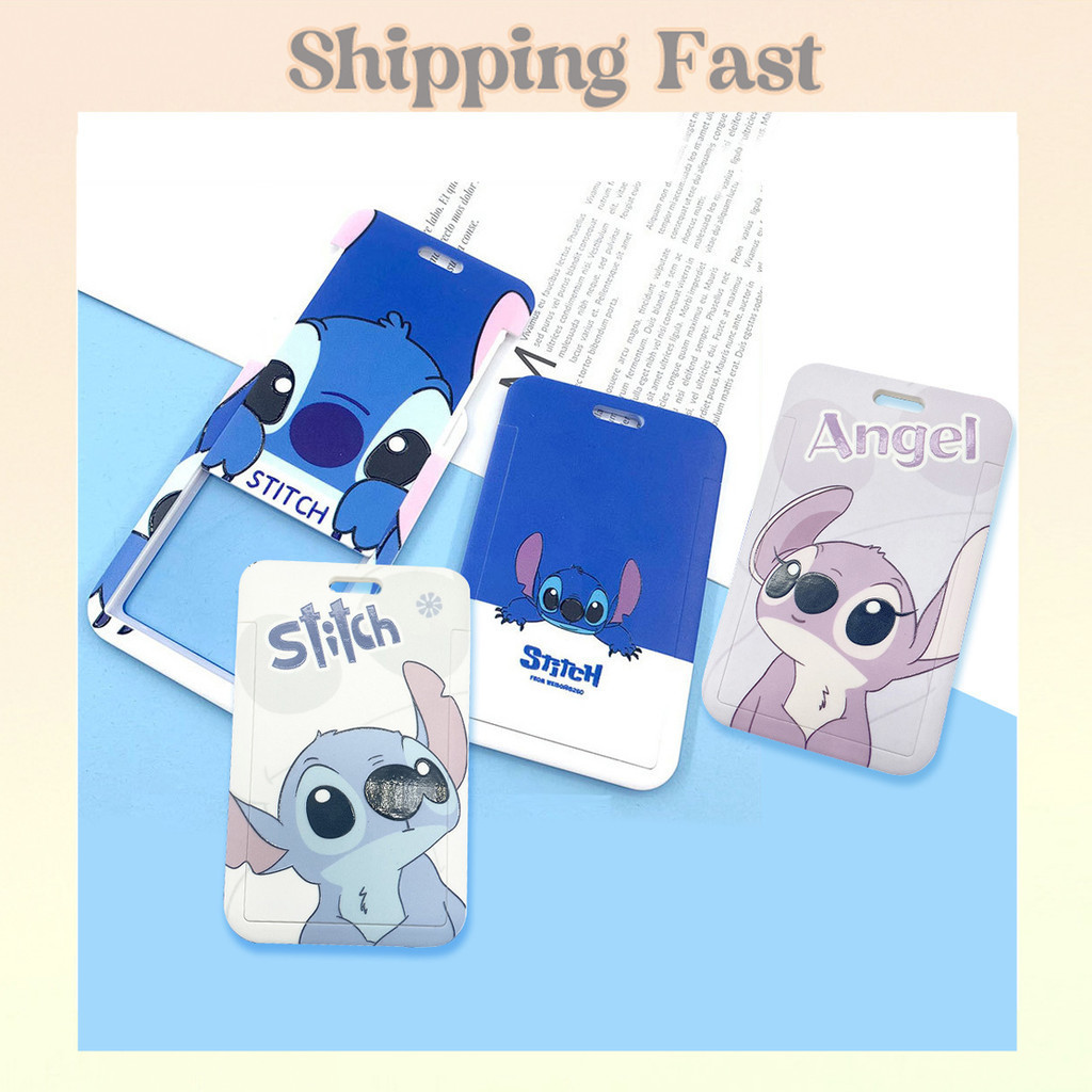 ที่ใส่บัตรประจําตัว ป้ายชื่อ PVC พิมพ์ลายการ์ตูน Stitch แบบนูน สําหรับนักเรียน และพร็อพถ่ายรูป