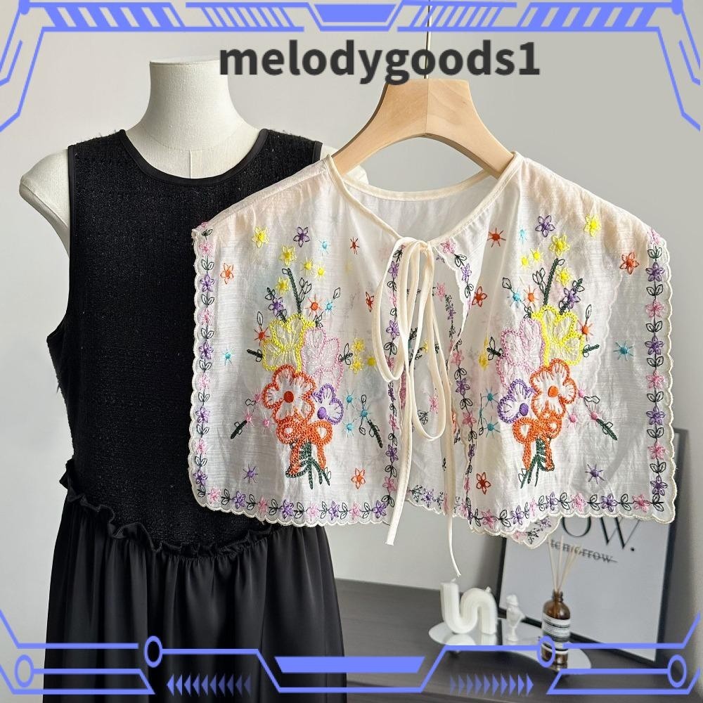 Melodygoods1 เสื้อเชิ้ต คอปกปลอม ปักลายลูกไม้ ถอดออกได้ แฟชั่นสําหรับผู้หญิง