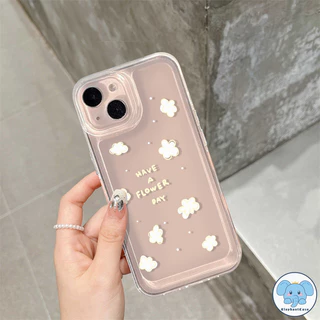 แฟชั่นน่ารักเมฆสีขาวใสกันกระแทกนุ่ม Tpu ปก iPhone 16 17 air 11 15 12 14 13 16 Pro Max XR X XS Max SE 14 15 8 7 Plus