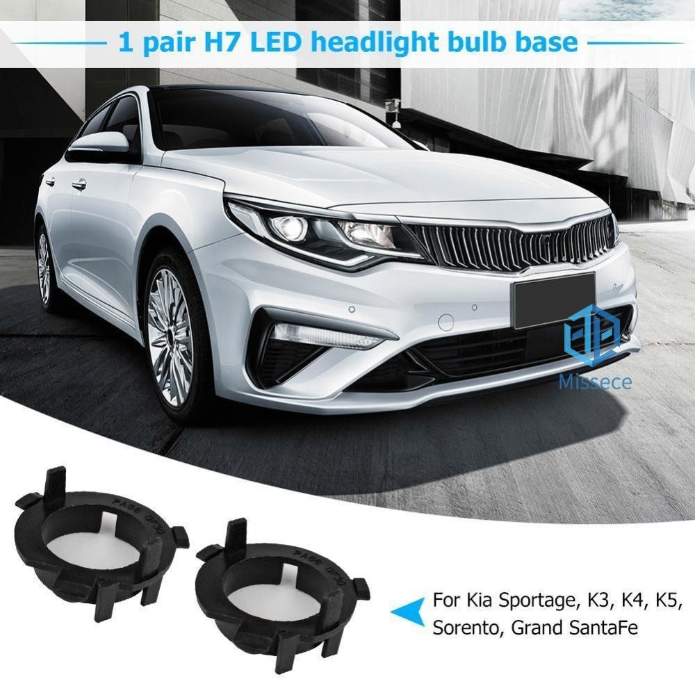 อะแดปเตอร์ฐานหลอดไฟหน้า LED H7 พลาสติก แบบเปลี่ยน สําหรับ Hyundai Nissan Kia 2 4 ชิ้น