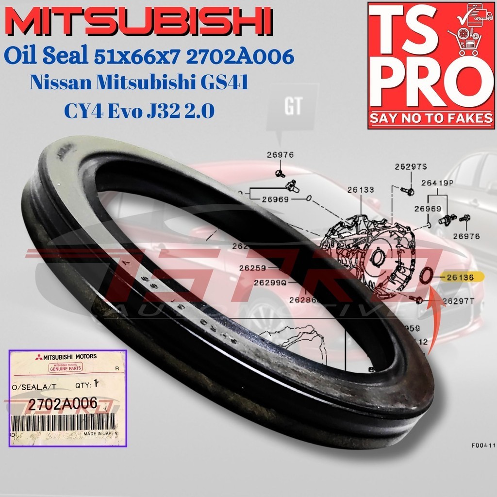 Nissan Mitsubishi GS41 CY4 Evo J32 2.0 ซีลน้ํามัน 51x66x7 2702A006