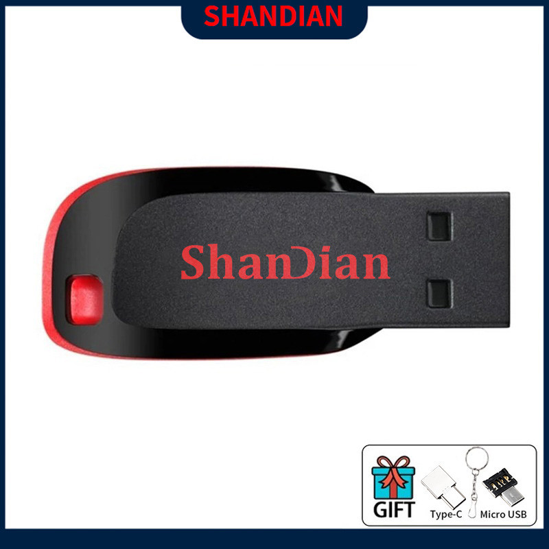 Shandian แฟลชไดรฟ์ 32GB USB 2.0 ความจุจริง 64GB 128GB กันน้ํา 16GB 8GB 4GB สําหรับคอมพิวเตอร์ แล็ปท็อป
