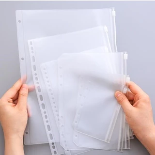 ถุงซิป PVC แบบใส กันน้ํา มีซิปรูด ขนาด A4 A5 A6 A7 B5 4 6 20 26 รู
