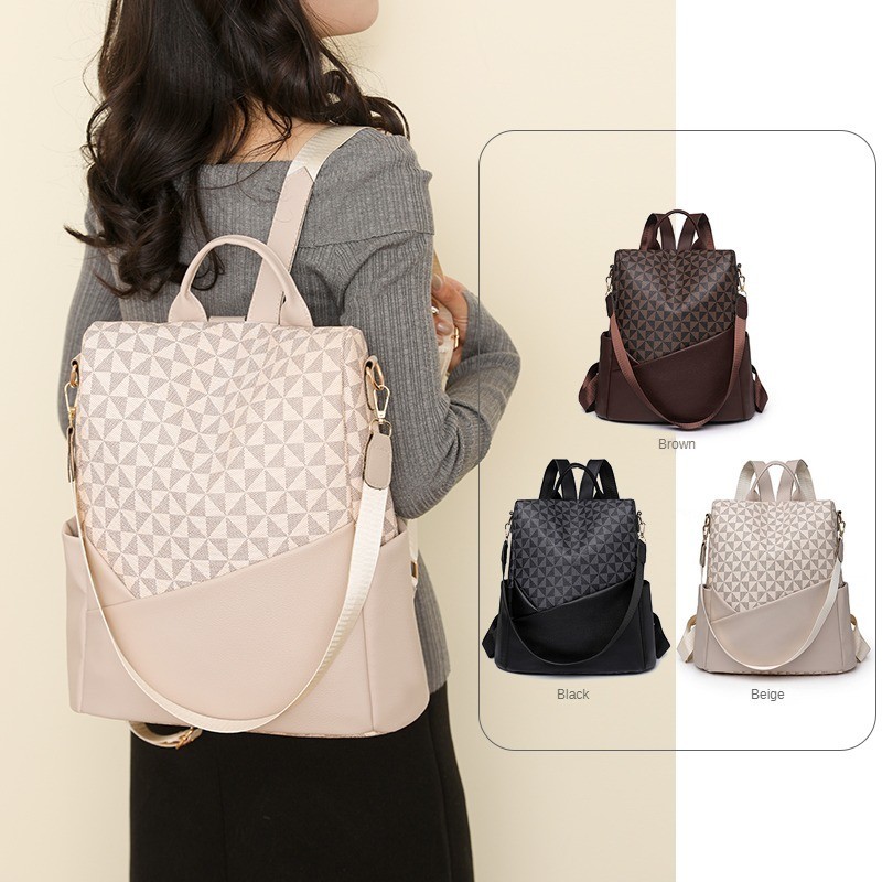 สไตล์เกาหลีผู้หญิงกระเป๋าเป้สะพายหลังหนัง PU กระเป๋าสะพายสําหรับสาว Multi-Functional Travel กระเป๋าเป้สะพายหลังขนาดใหญ่ความจุ Bookbags