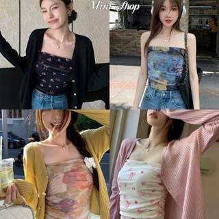 Mini shop🌸พร้อมส่ง🌸 (FY6892เสื้อเกาะอก ผ้าชีฟองน้ำ มีฟองน้ำ …