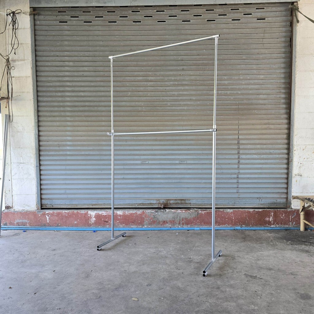 ราวแขวนผ้า แบบ2ชั้นข นาด 150 cmและ 120 cm สีขาว/สีชุบซิงค์ สามารถถอดประกอบได้ ปรับความสูงได้ เล็กหนา แข็งแรง - รูปที่ 3