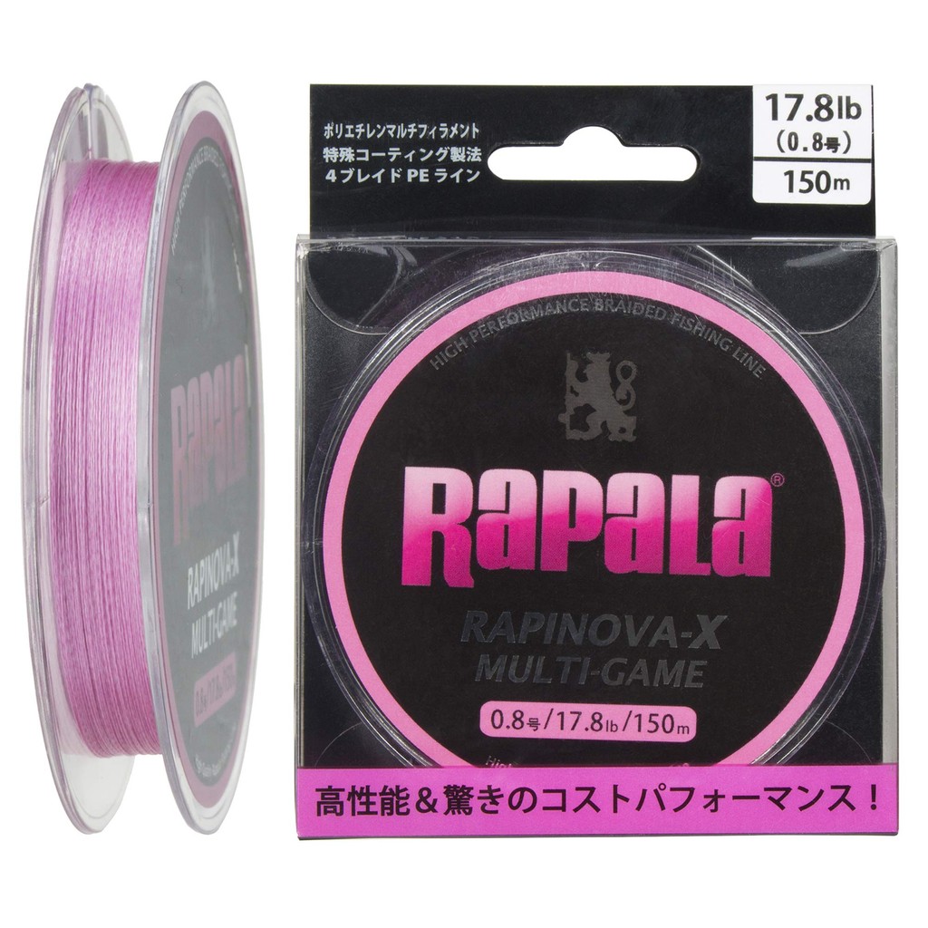 Rapala PE Line Lapinova X Multi Game 150m 1.0 No. 20.8lb 4-Braid Lime Green RLX150M10LG