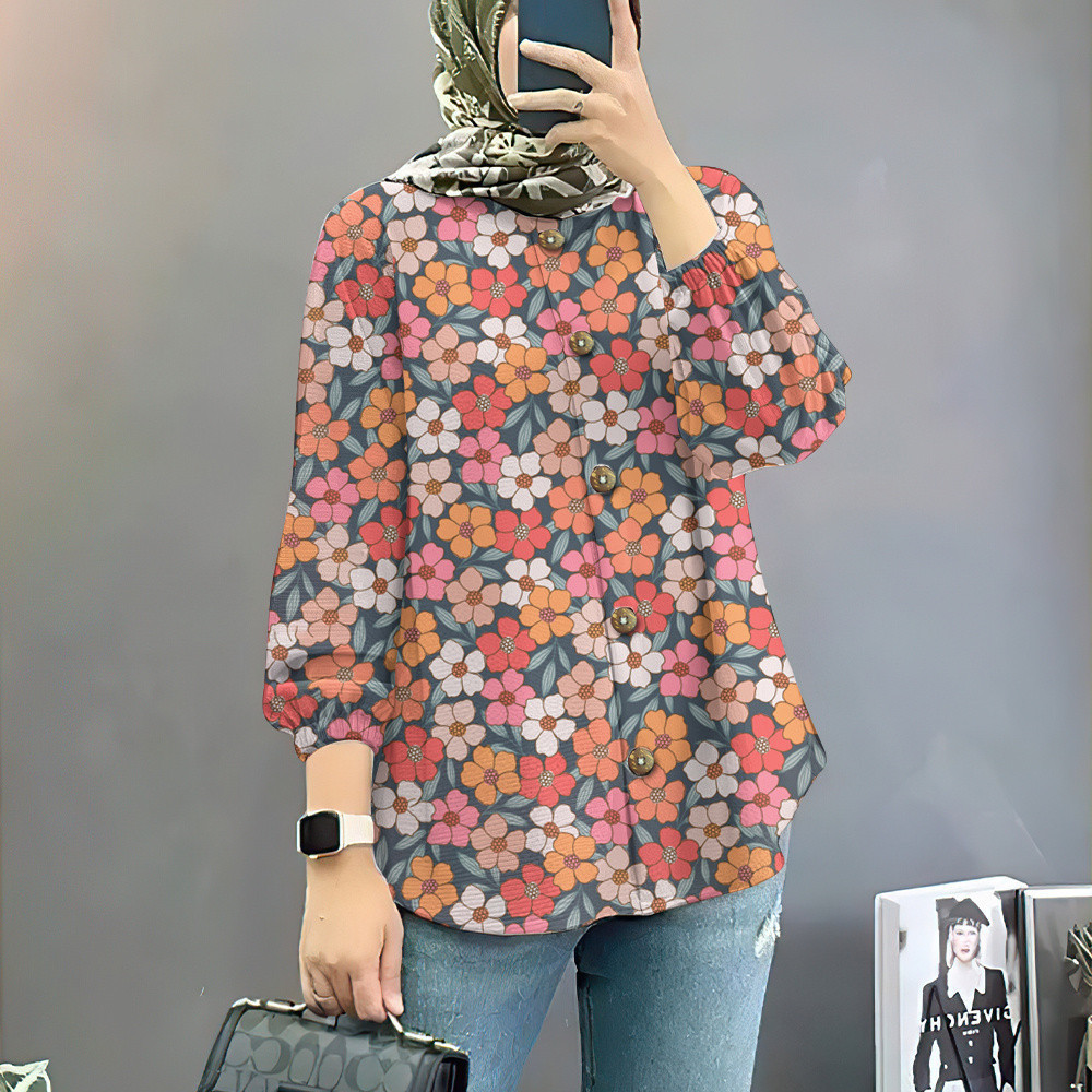 2024 Baju เสื้อผ้ามุสลิม plus ขนาด Baju Raya Vintage ดอกไม้ Muslimah เสื้อ Baju Muslimah เสื้อสไตล์ elegant เสื้อ Muslimah