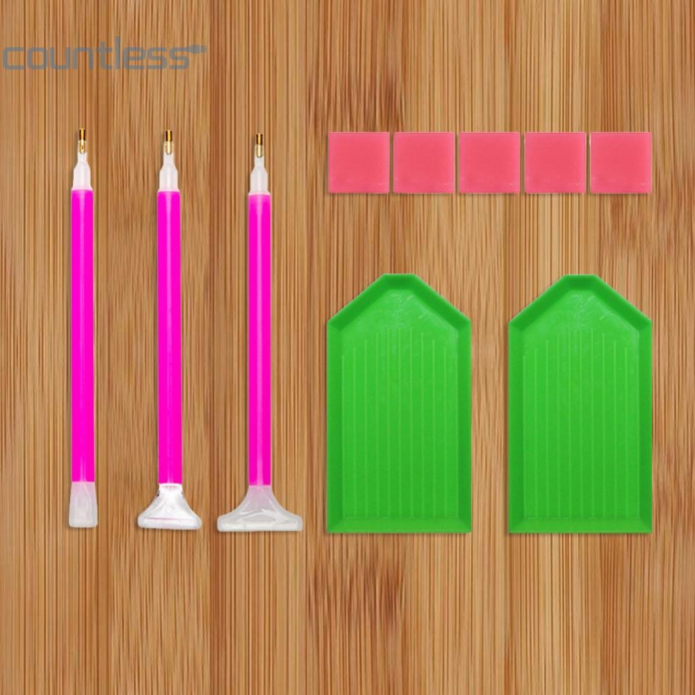 #F 5d DIY Clay Box 2 ถาด 5 Clay 3 เจาะปากกา 10 ชิ้น/เซ็ต Diamond Art Tool Craft A [countless.th]