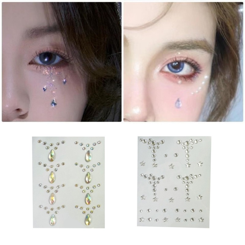 smile* Dazzling Acrylic Face Jewels Self Adhesive Face Gems สําหรับผู้ที่ชื่นชอบแฟชั่น