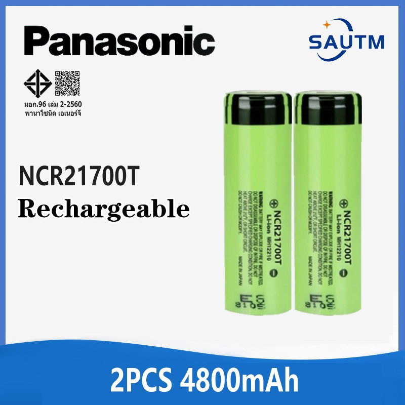 Panasonic NCR21700T 3.7V 4800mAh แบตเตอรี ่ ลิเธียมแบบชาร ์ จไฟได ้ 21700 สําหรับไฟฉายไฟฉายที ่ มีปร
