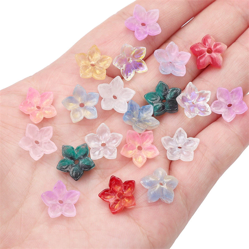 10ชิ้น/ถุง13x12มิลลิเมตรดอกไม้แก้วลูกปัดไล่โทนสีสีชี้ดอกไม้ลูกปัดเสน่ห์เครื่องประดับ ทําเอง ออกแบบสร้อยข้อมือสร้อยคอ