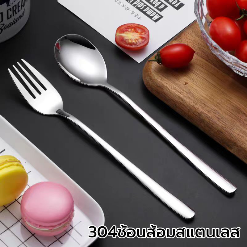 ช้อน / ส้อม ช้อนส้อมสแตนเลส สไตล์เกาหลี ยาว 21cm ทำความสะอาดง่ายพร้อมส่ง